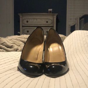 Christian Louboutin black patent wedges